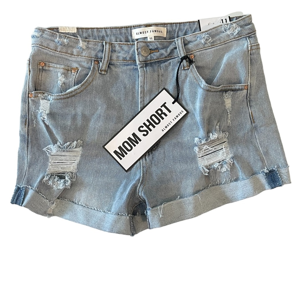 NWT Almost Famous Distressed Mom Shorts. Size 11